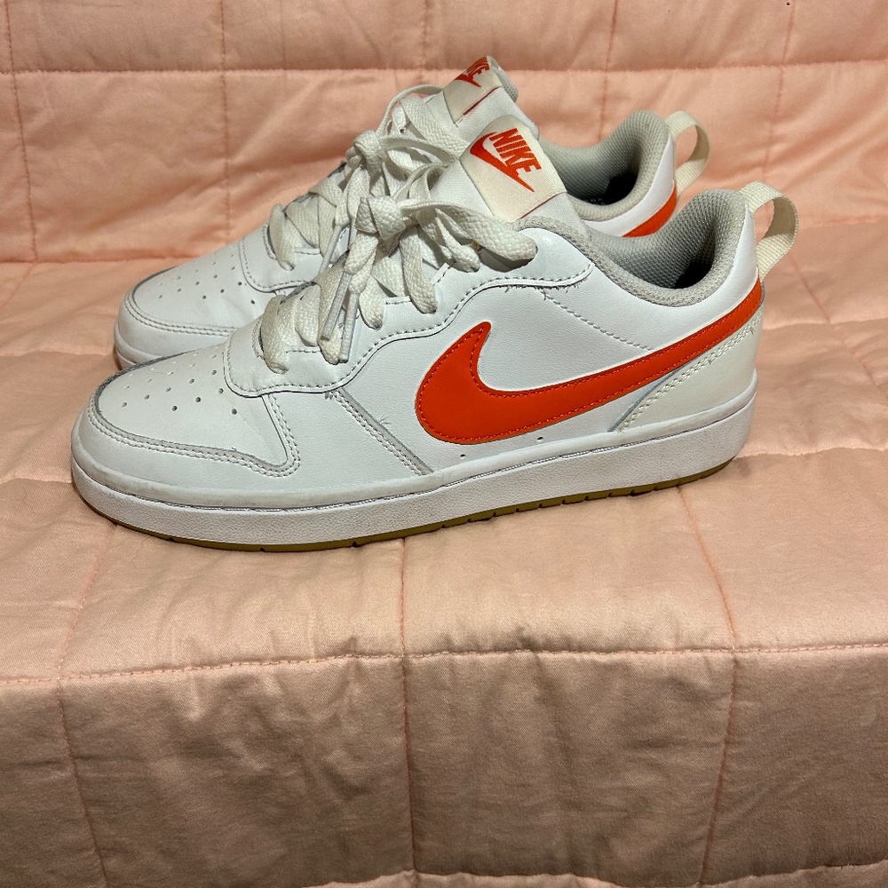 Nike low court vision orange and white